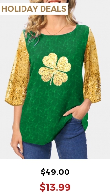Patricks Day Four Leaf Clover Green Contrast T Shirt