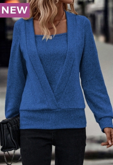 Dark Blue Fake 2in1 Long Sleeve Sweatshirt