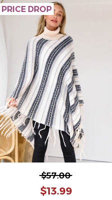 Tassel Stripe Print Long Sleeve Turtleneck Sweater