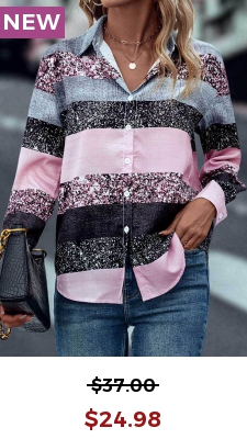 Multi Color Button Long Sleeve Shirt Collar Blouse