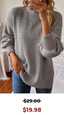 Grey Long Sleeve Round Neck Sweater