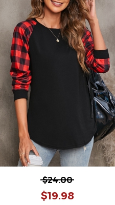 Black Tartan Print Long Sleeve T Shirt