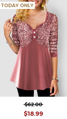 Valentines Sequin Velvet Stitching Pink Blouse