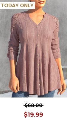 Dusty Pink Lace Patchwork Split Neck Blouse