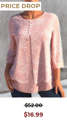 Light Pink Lace Stitching Faux Two Piece Blouse