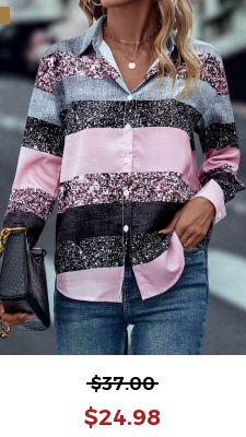 Multi Color Button Long Sleeve Shirt Collar Blouse