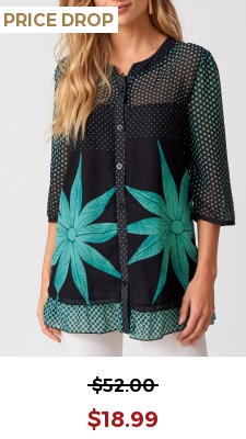 Polka Dot Button Up 3/4 Sleeve Blouse