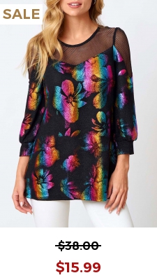 Fishnet Panel Colorful Round Neck Sweatshirt