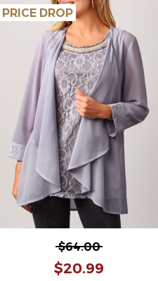 Lace Patchwork Cardigan and Grey Tank Top