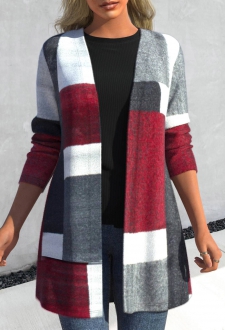 Dark Grey Marl Geometric Print Long Sleeve Coat