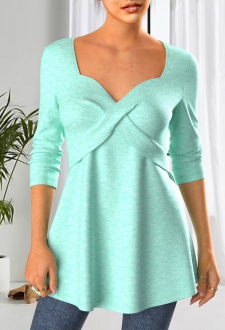 Mint Green Criss Cross Long Sleeve T Shirt