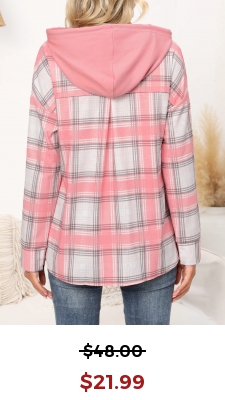 Pink Fake 2in1 Tartan Print Long Sleeve Hoodie