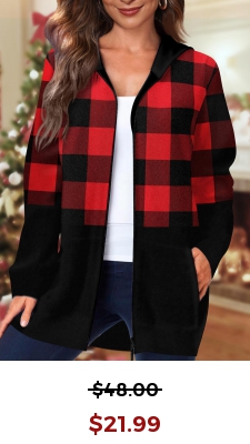 Black Pocket Tartan Print Long Sleeve Coat