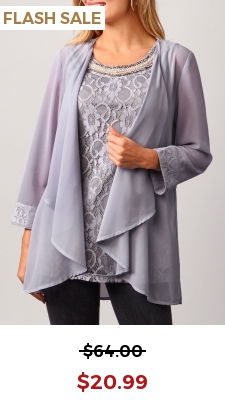 Lace Patchwork Cardigan and Grey Tank Top