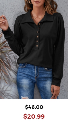 Black Button Long Sleeve T Shirt