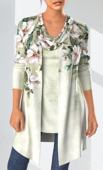 Draped Neck Tank Top and Sage Green Coat