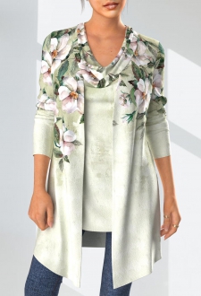 Draped Neck Tank Top and Sage Green Coat