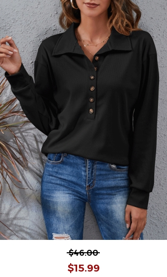 Black Button Long Sleeve T Shirt