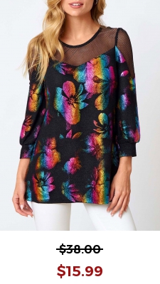 Fishnet Panel Colorful Round Neck Sweatshirt