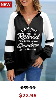 Black Letter Print Long Sleeve V Neck Sweatshirt