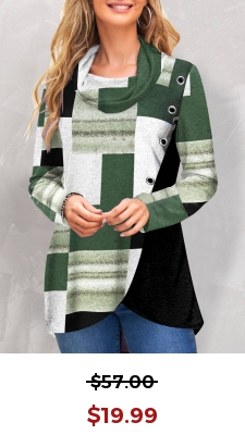 Green Patchwork Geometric Print Long Sleeve Sweatshirt