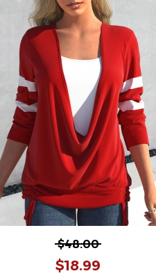 Red Fake 2in1 Long Sleeve T Shirt