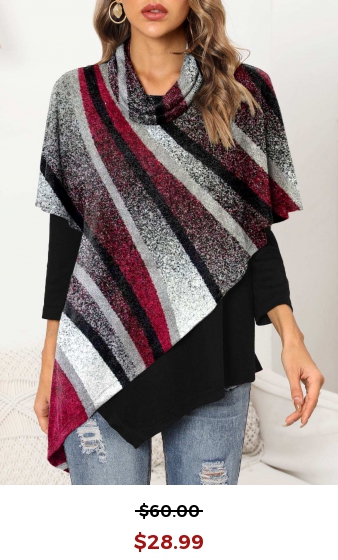 Geometric Print Asymmetric Hem 3/4 Sleeve Sweatshirt