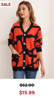 Button Up Pocket Design Long Sleeve Cardigan