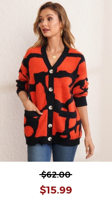 Button Up Pocket Design Long Sleeve Cardigan