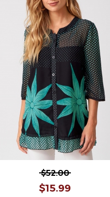 Polka Dot Button Up 3/4 Sleeve Blouse