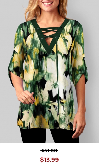 Lace Up Multi Color Patricks Day Blouse