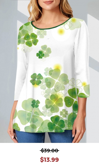 White Patricks Day Four Leaf Clover T Shirt