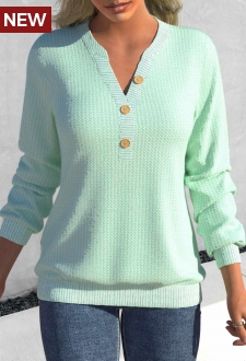 Mint Green Split Long Sleeve Sweatshirt