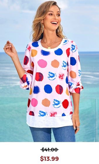 Rainbow Color Polka Dot Long Sleeve T Shirt