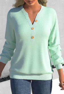 Mint Green Split Long Sleeve Sweatshirt