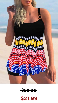 Polka Dot Criss Cross Back Tankini Set