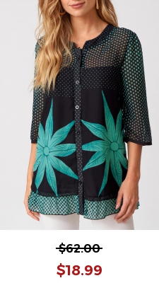 Polka Dot Button Up 3/4 Sleeve Blouse