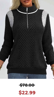 Black Patchwork Long Sleeve Stand Collar Sweatshirt