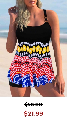 Polka Dot Criss Cross Back Tankini Set