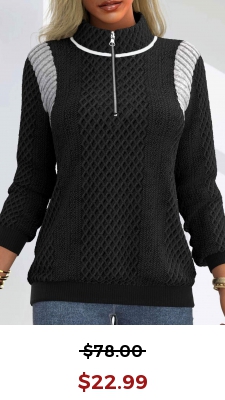 Black Patchwork Long Sleeve Stand Collar Sweatshirt