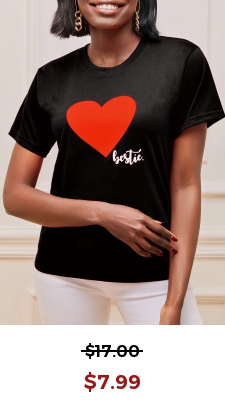 Heart Print Black Valentines Short Sleeve T Shirt