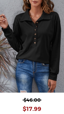 Black Button Long Sleeve T Shirt