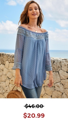 Lace Stitching Stringy Selvedge Off Shoulder Blouse