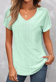 Mint Green Lace Short Sleeve T Shirt