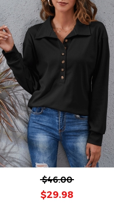 Black Button Long Sleeve T Shirt