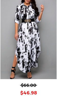 Asymmetric Hem Tie Dye Print Shirt Dress