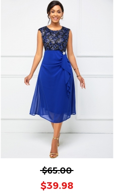 Cap Sleeve Lace Stitching Flounce Dress