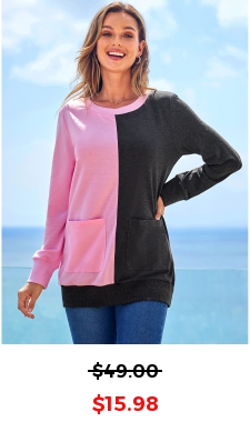 Contrast Pocket Round Neck Long Sleeve Sweatshirt