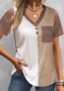 Light Camel Pocket Short Sleeve T Shirt