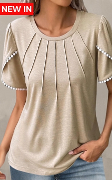 Plus Size Light Camel Patchwork T Shirt